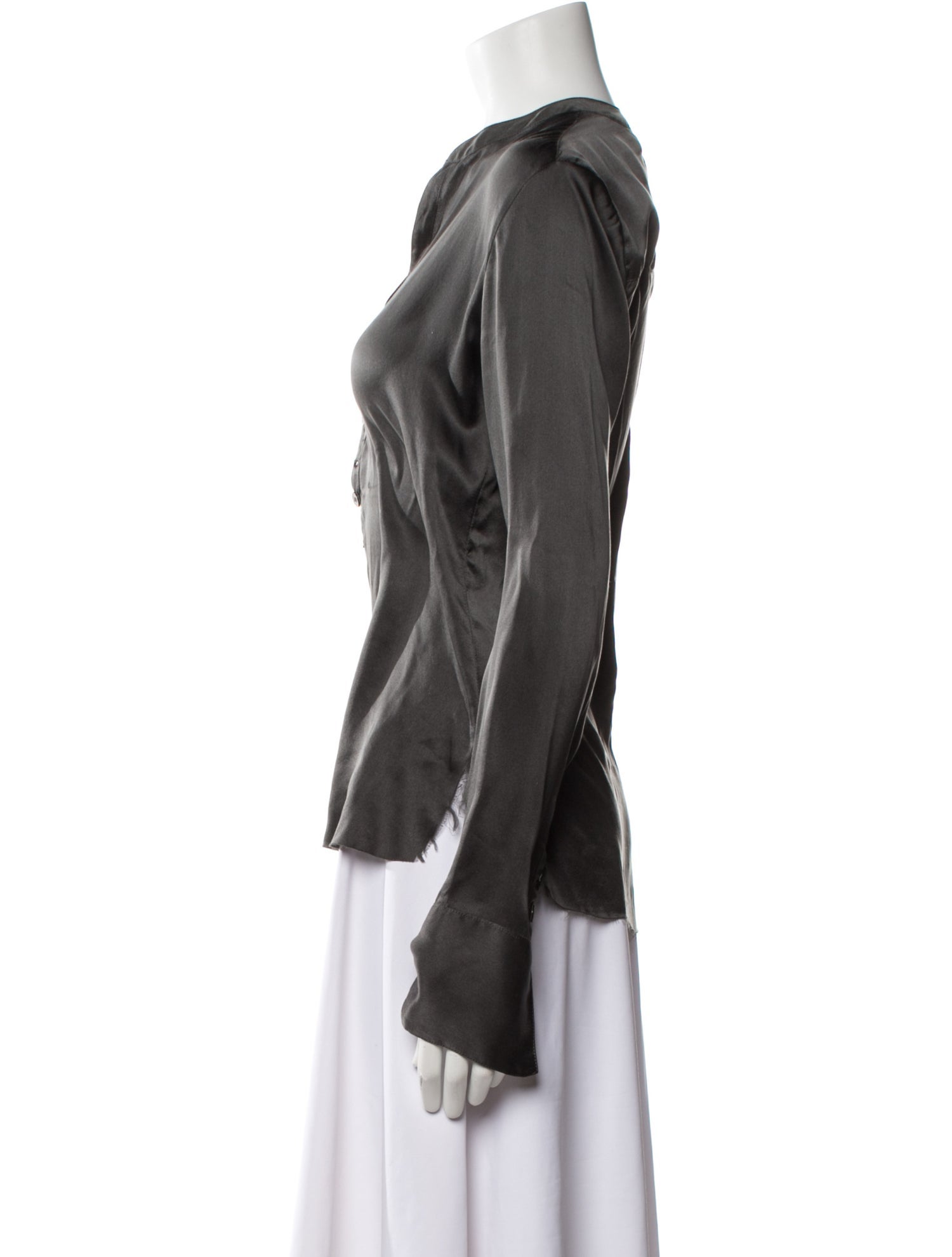 Greg Lauren Silk V-Neck Blouse