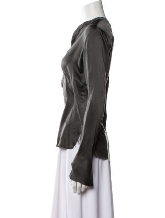 Greg Lauren Silk V-Neck Blouse