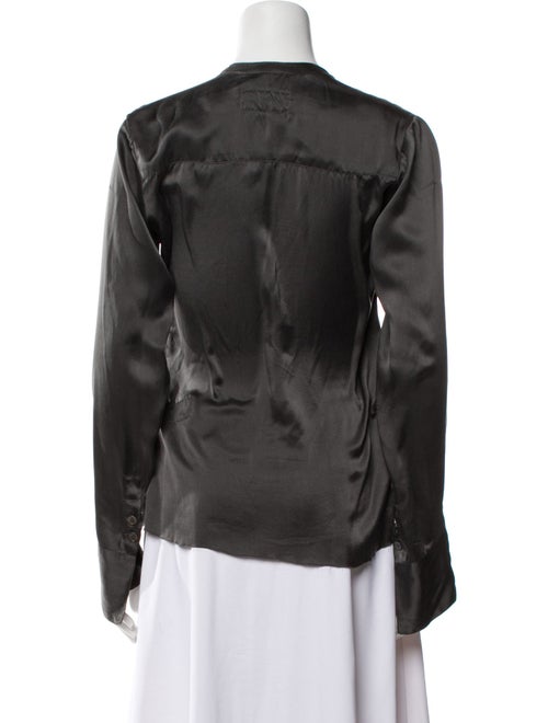 Greg Lauren Silk V-Neck Blouse