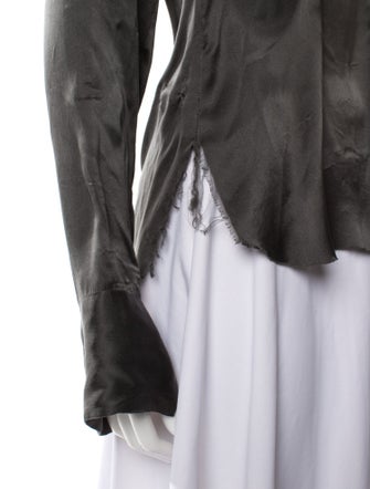 Greg Lauren Silk V-Neck Blouse