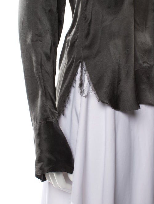 Greg Lauren Silk V-Neck Blouse