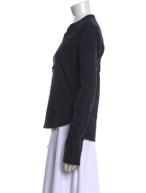 Greg Lauren V-Neck Long Sleeve Button-Up Top