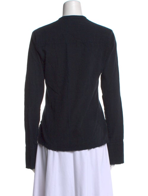 Greg Lauren V-Neck Long Sleeve Button-Up Top