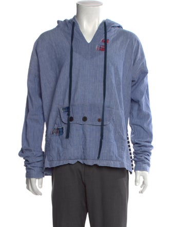 Greg Lauren V-Neck Long Sleeve Hoodie