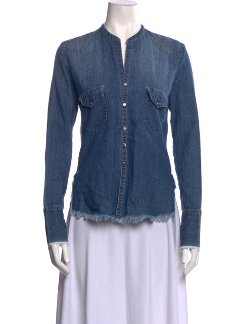 Greg Lauren V-Neck Long Sleeve Button-Up Top