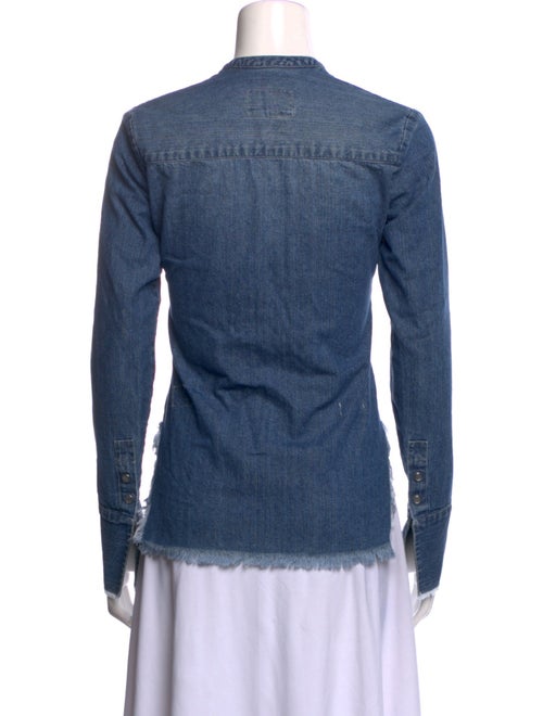 Greg Lauren V-Neck Long Sleeve Button-Up Top