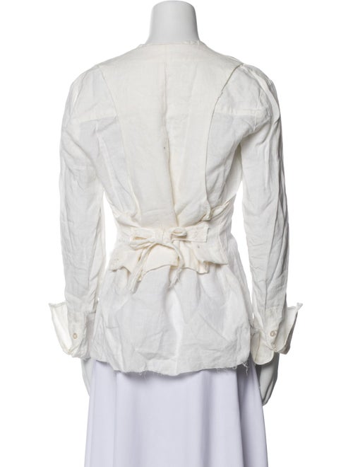 Greg Lauren Linen V-Neck Button-Up Top