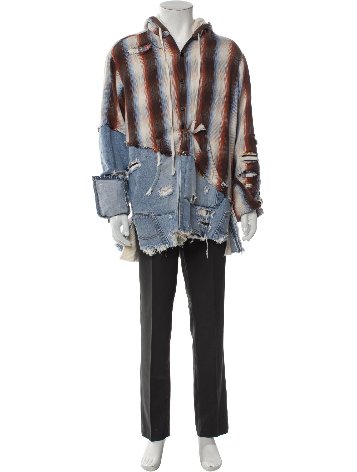 Greg Lauren 50/50 Zuma Vintage Denim Baja Patterned Hoodie