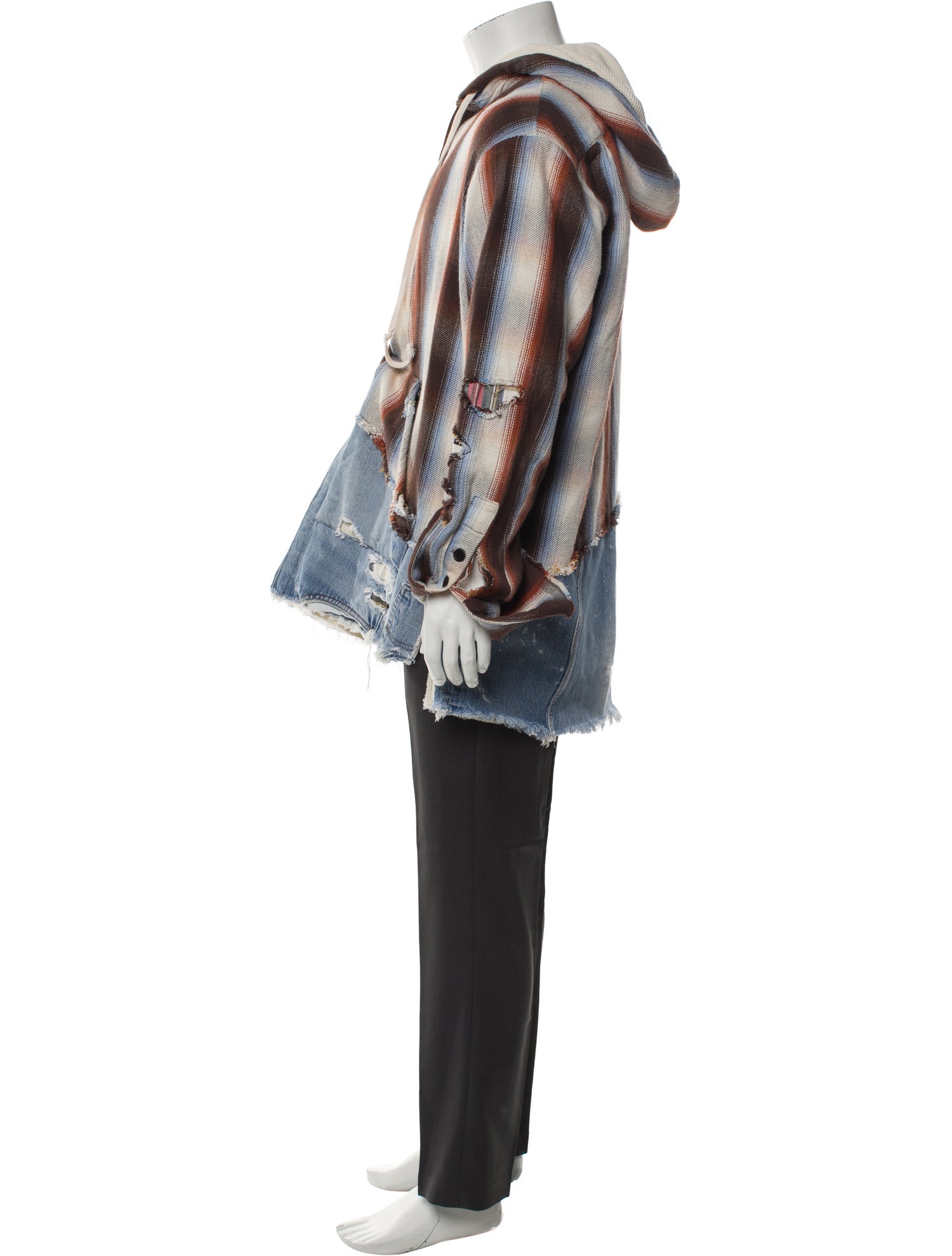 Greg Lauren 50/50 Zuma Vintage Denim Baja Patterned Hoodie