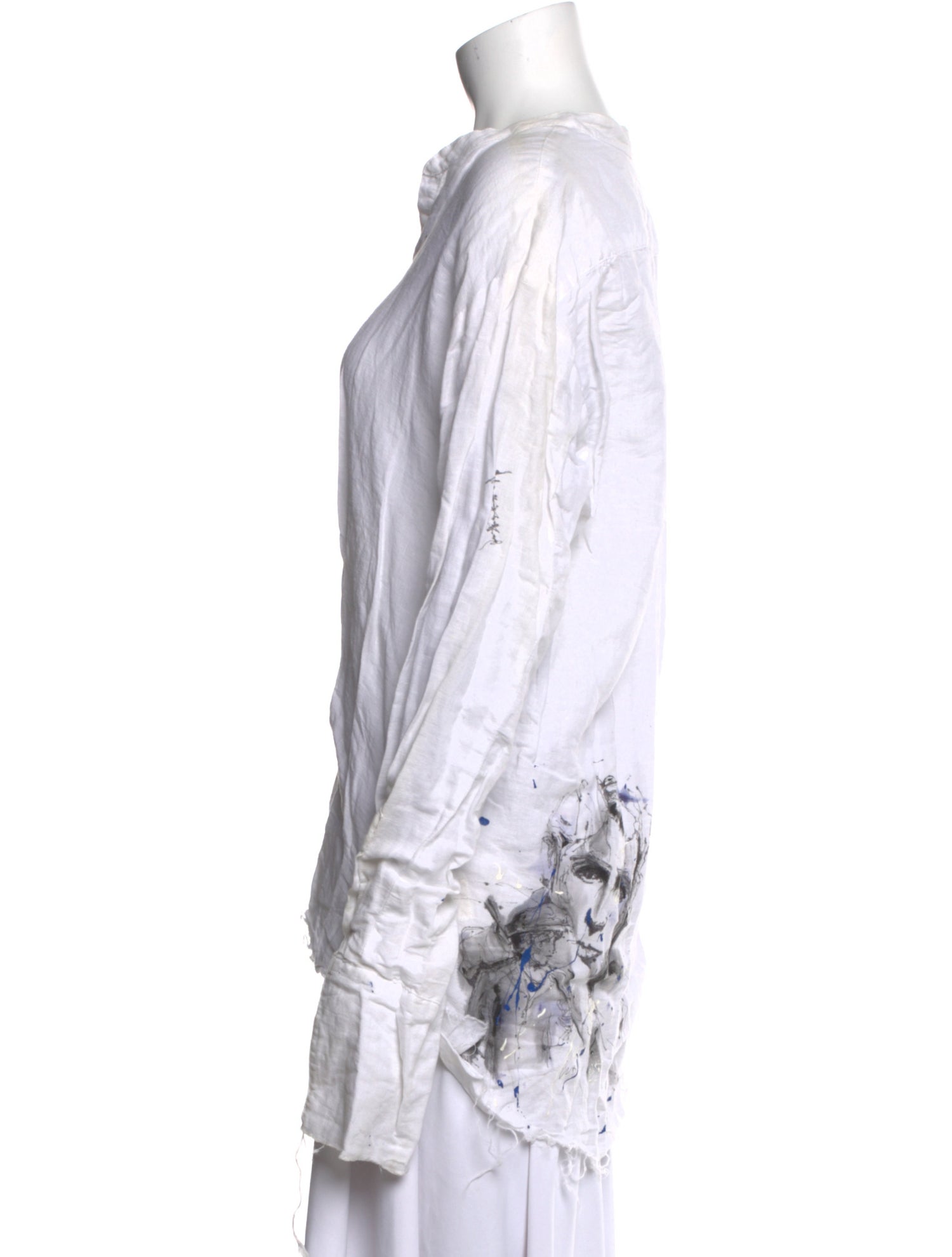 Greg Lauren Long Sleeve Button-Up Top