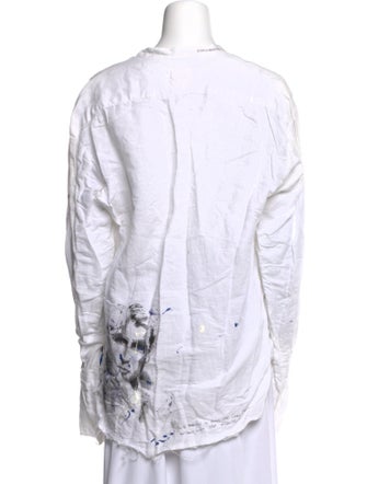 Greg Lauren Long Sleeve Button-Up Top