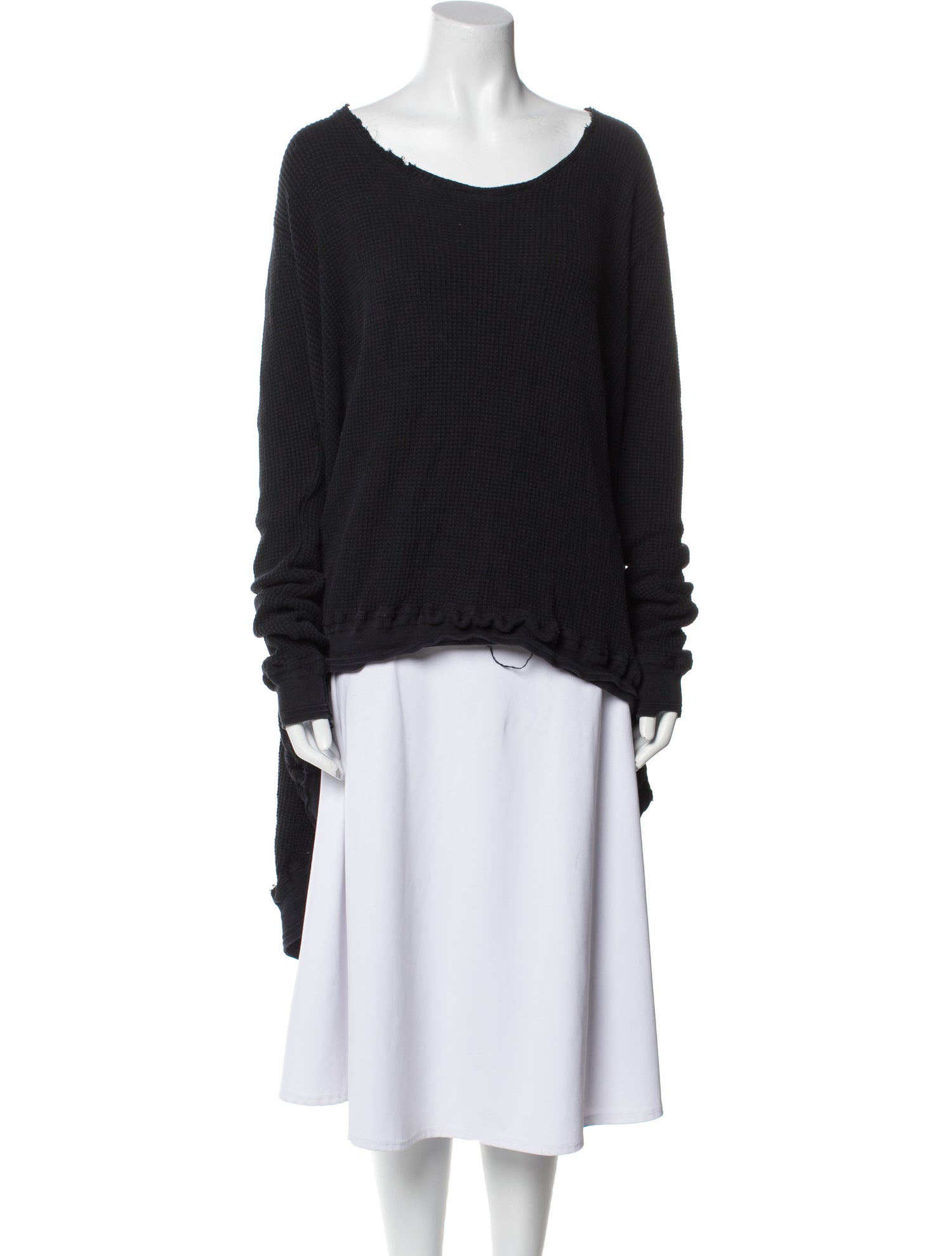 Greg Lauren Scoop Neck Long Sleeve Sweatshirt