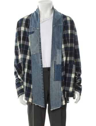 Greg Lauren Plaid GU 'Blue Green' Plaid Print Denim Jacket