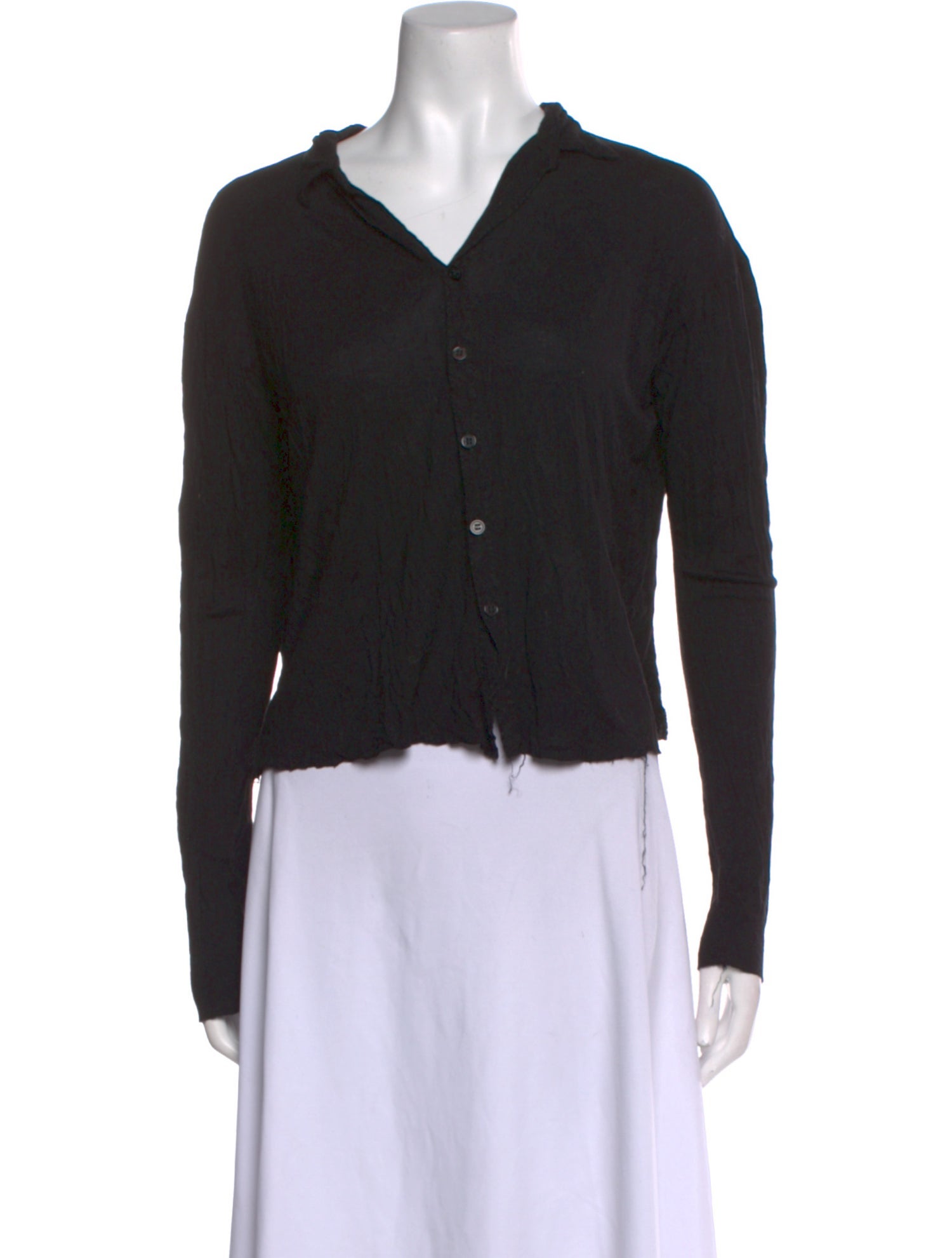 Greg Lauren V-Neck Long Sleeve Crop Top