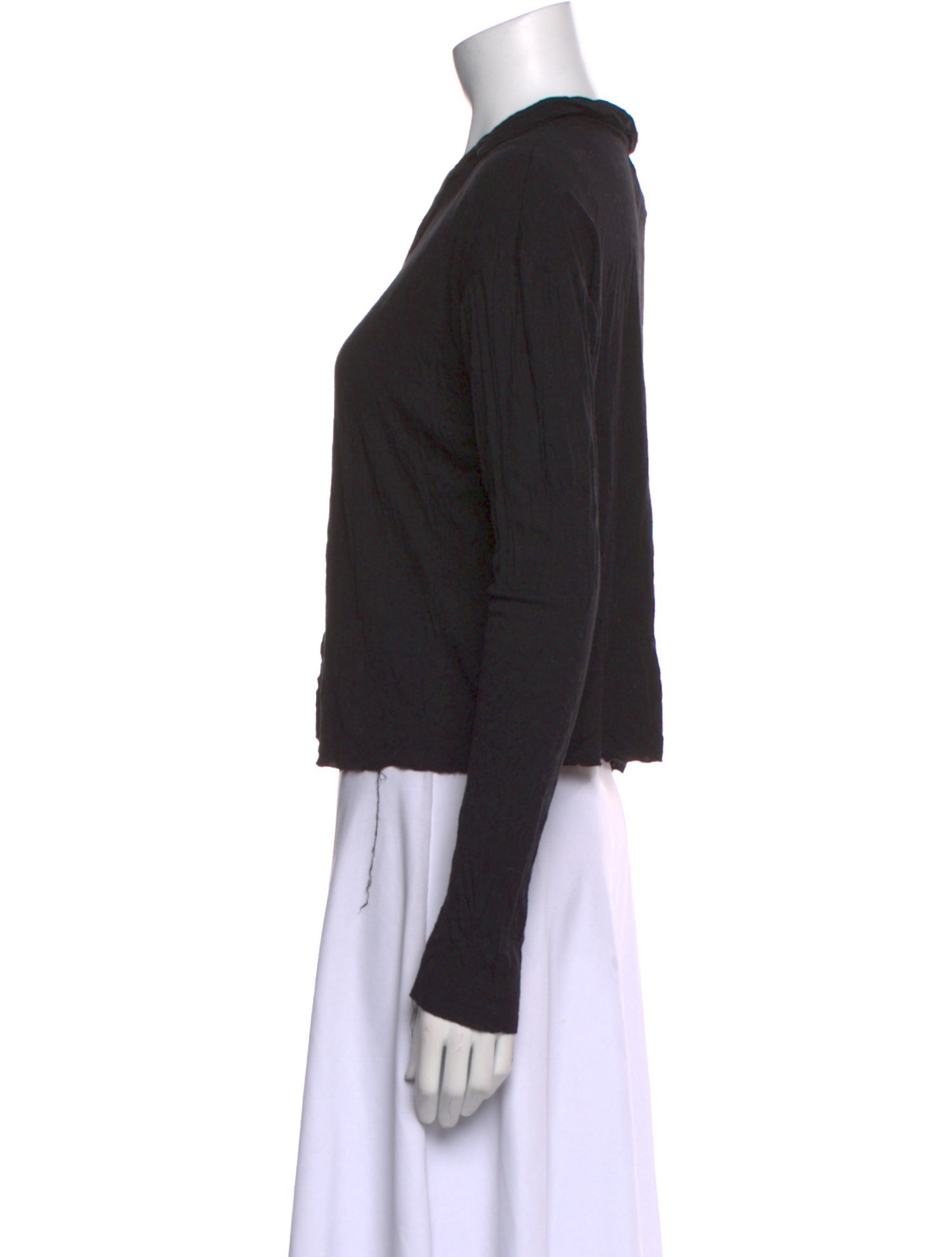 Greg Lauren V-Neck Long Sleeve Crop Top