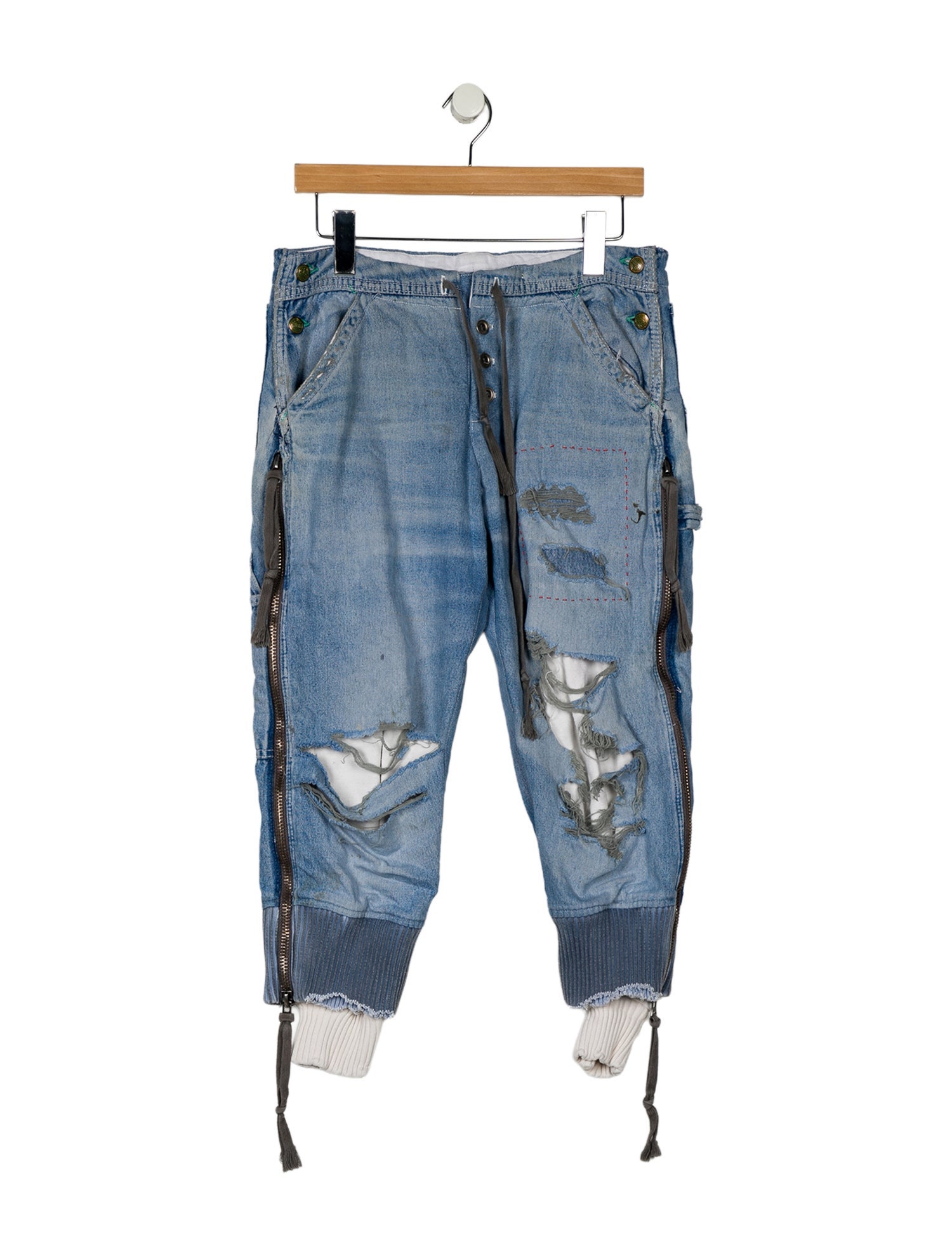 Greg Lauren High-Rise Wide Leg Jeans