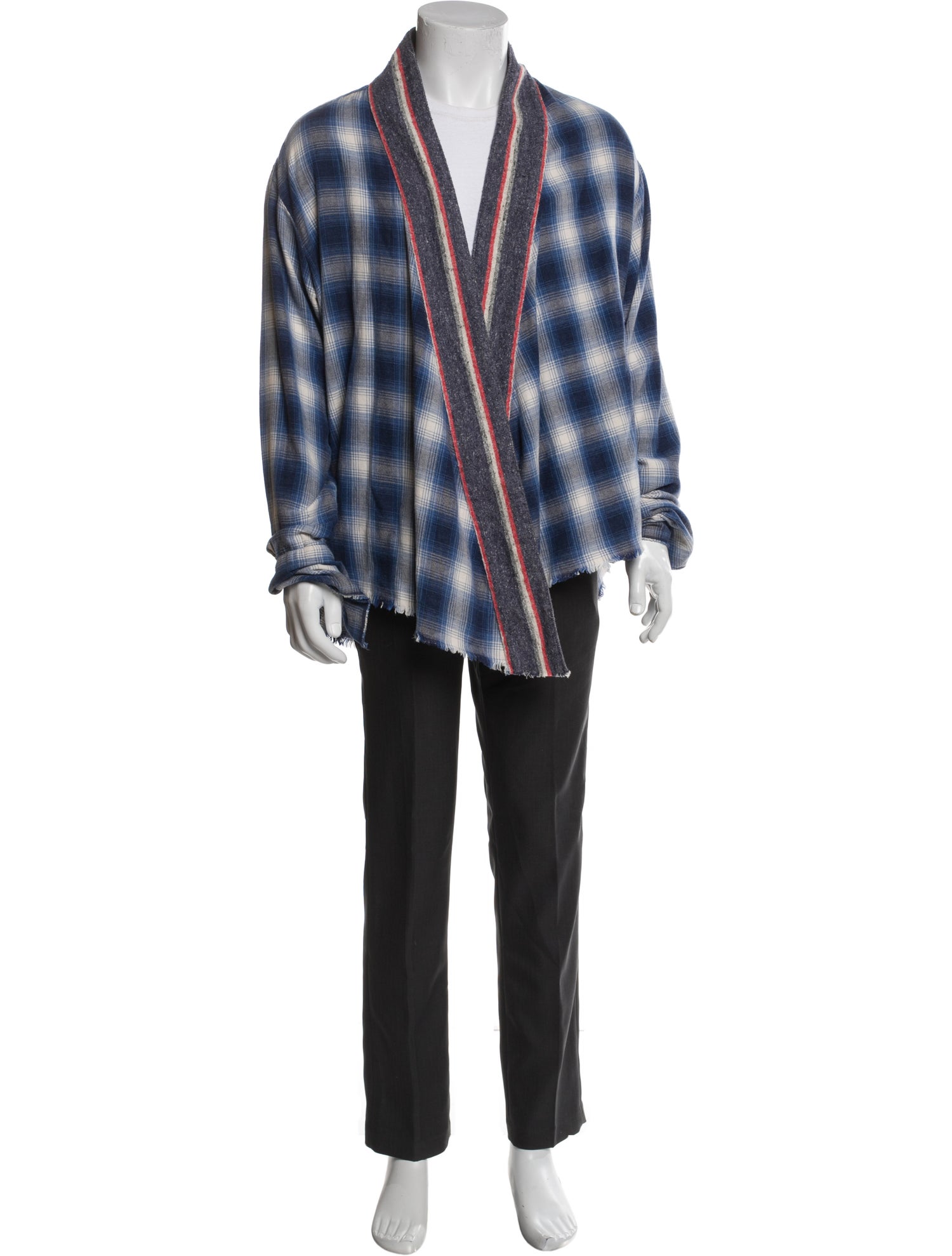 Greg Lauren Plaid Print V-Neck Cardigan