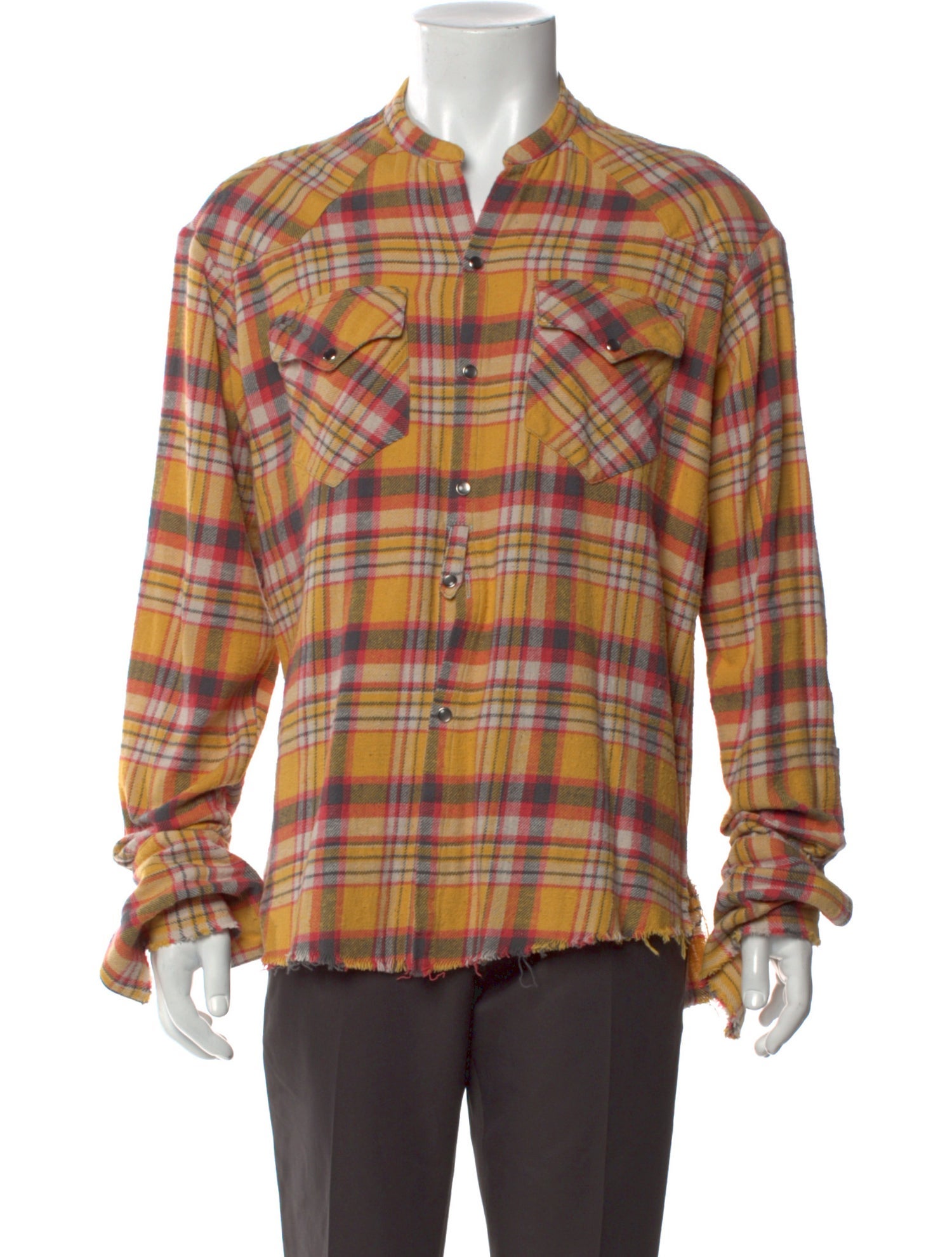 Greg Lauren Plaid Print Long Sleeve Shirt