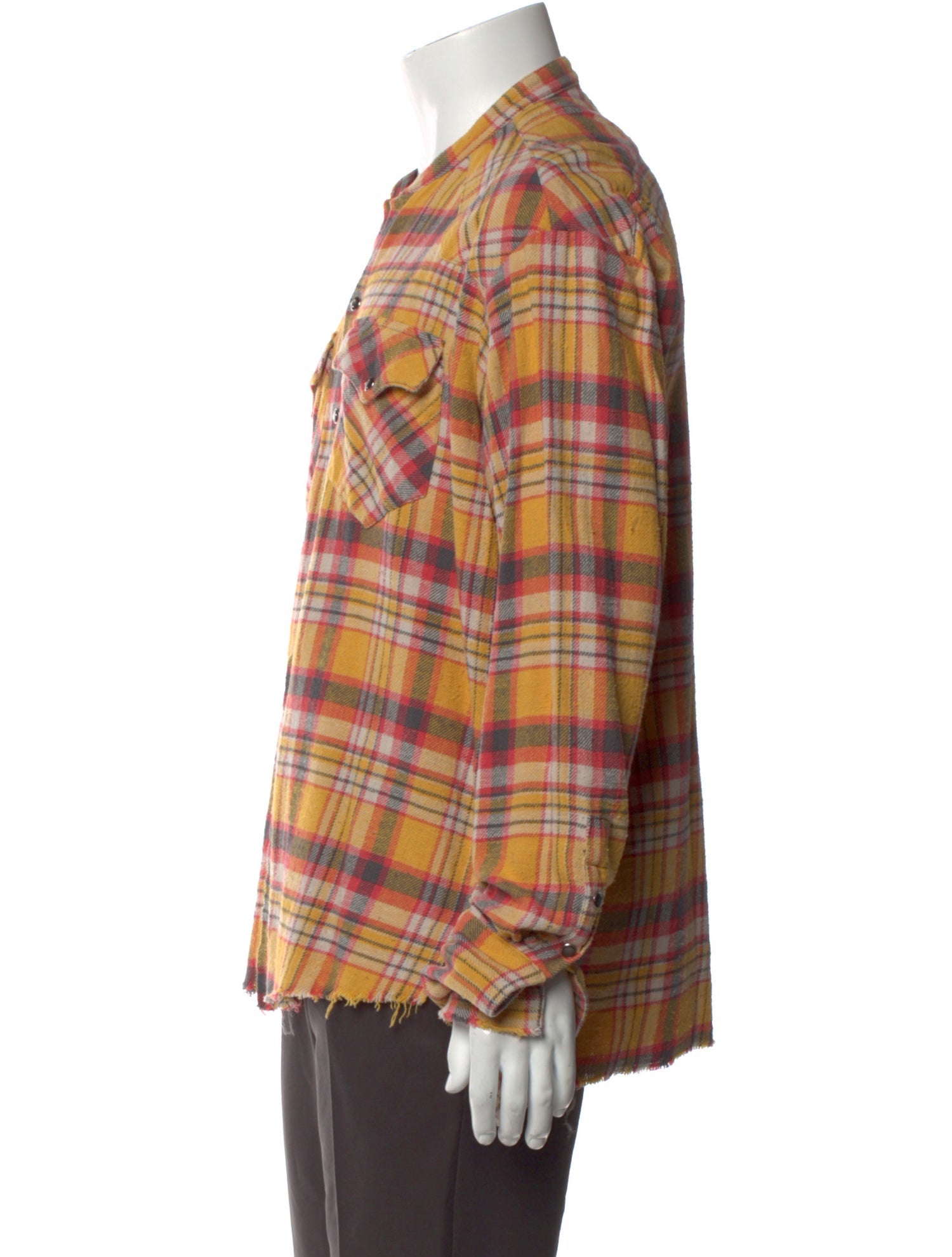 Greg Lauren Plaid Print Long Sleeve Shirt