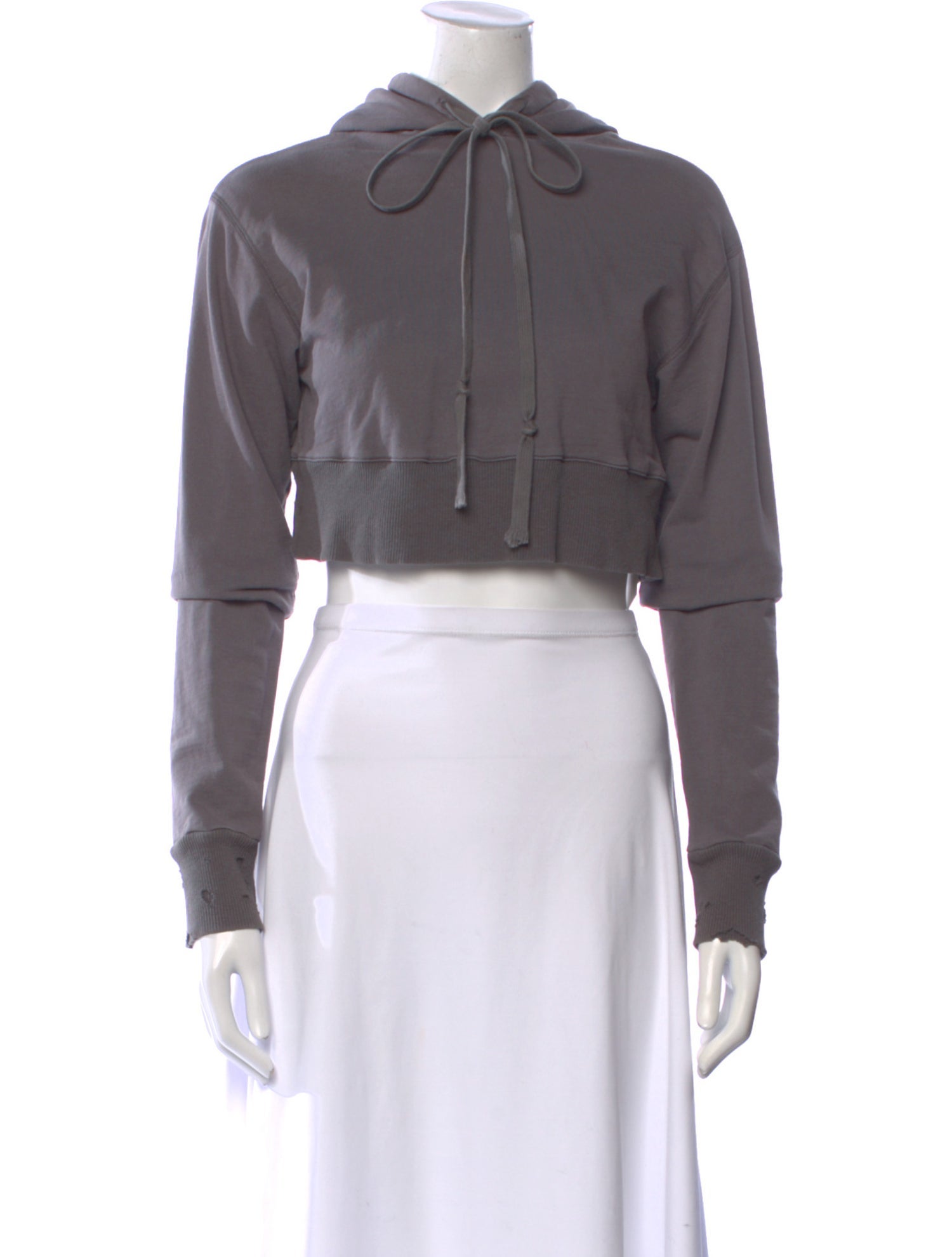 Greg Lauren Mock Neck Long Sleeve Crop Top