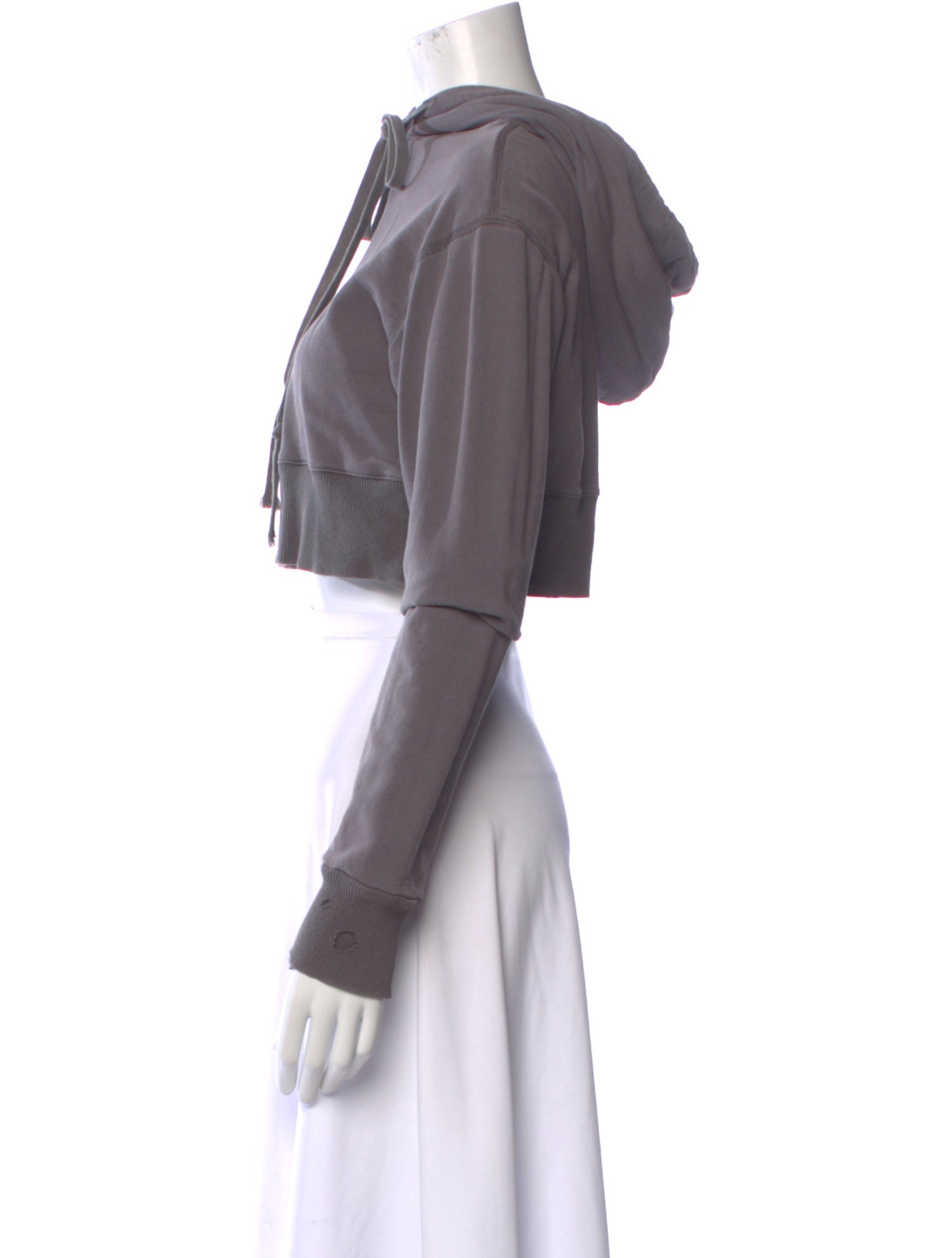 Greg Lauren Mock Neck Long Sleeve Crop Top