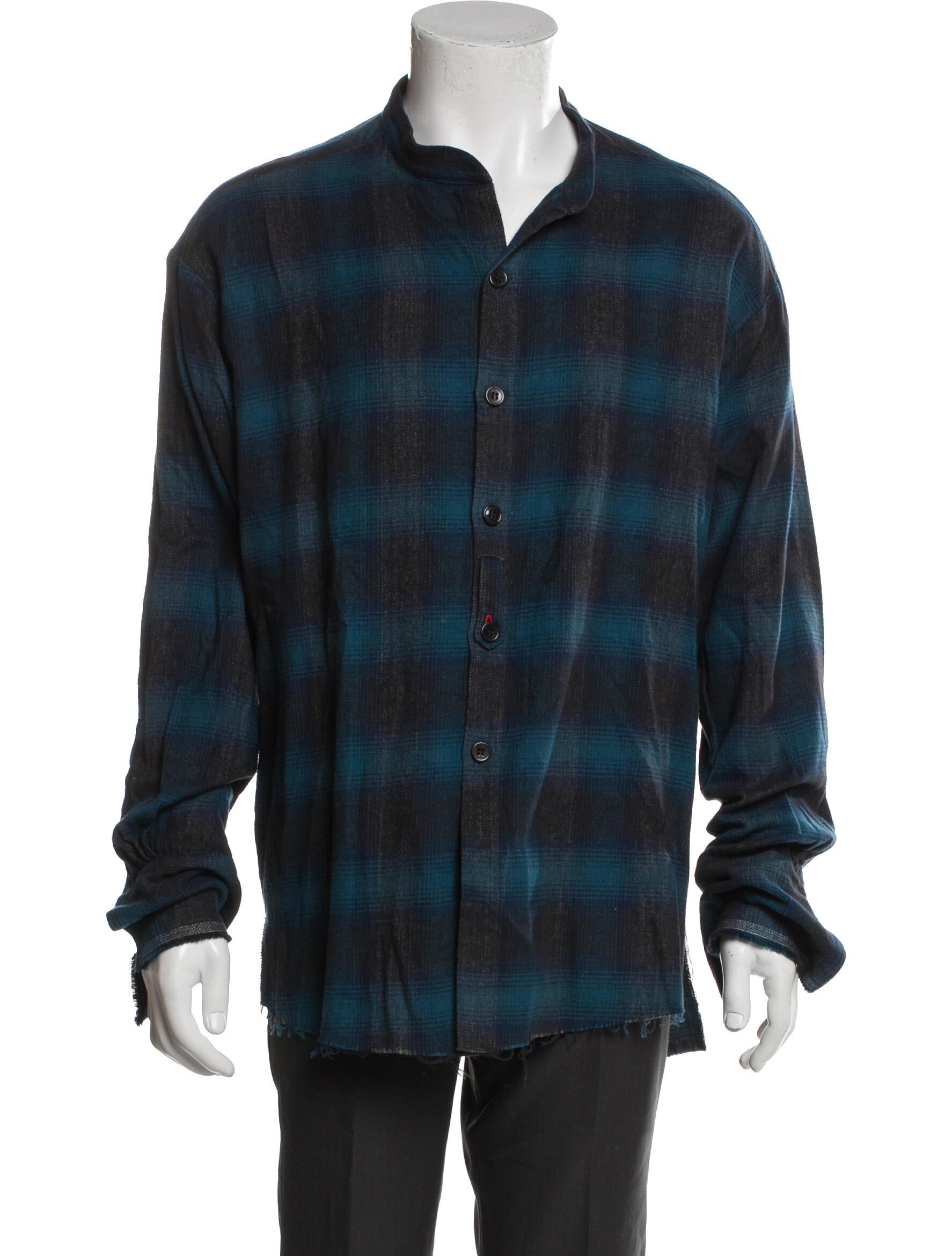 Greg Lauren Plaid Print Long Sleeve Shirt