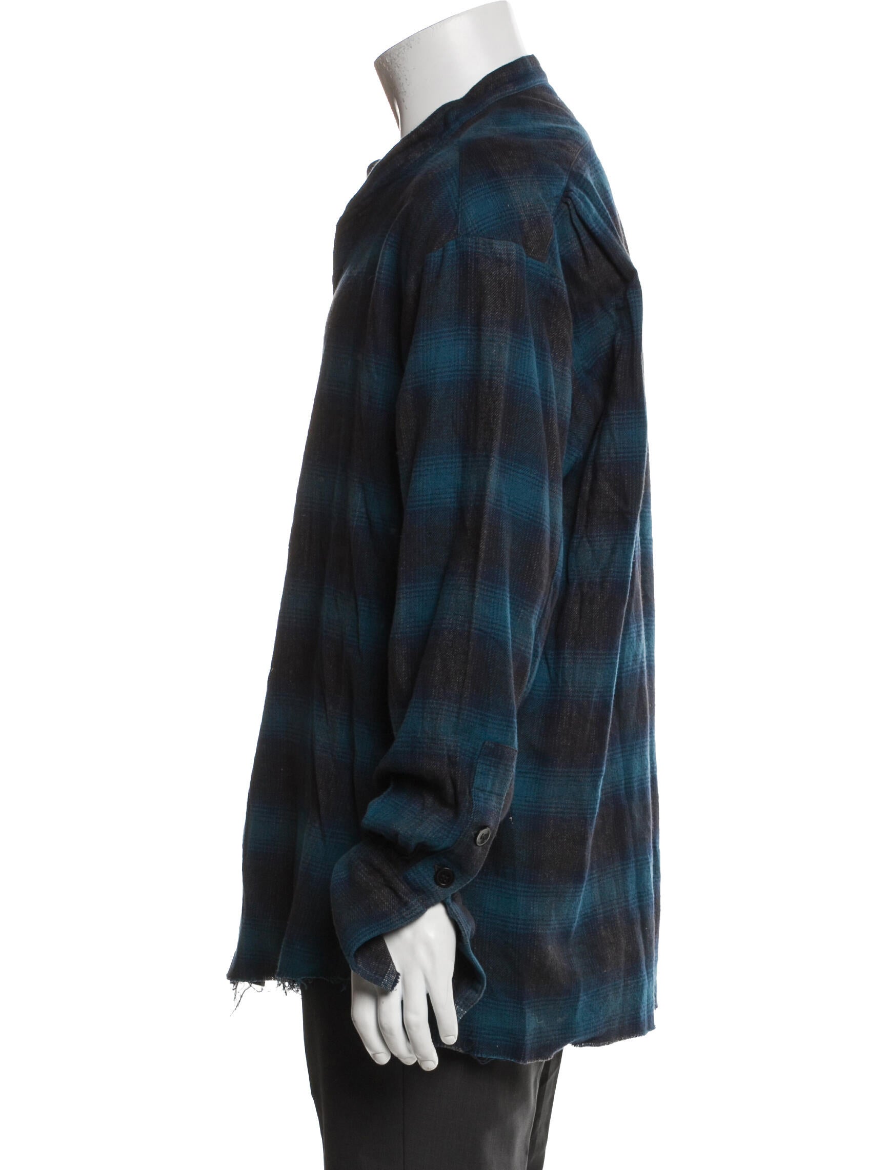 Greg Lauren Plaid Print Long Sleeve Shirt