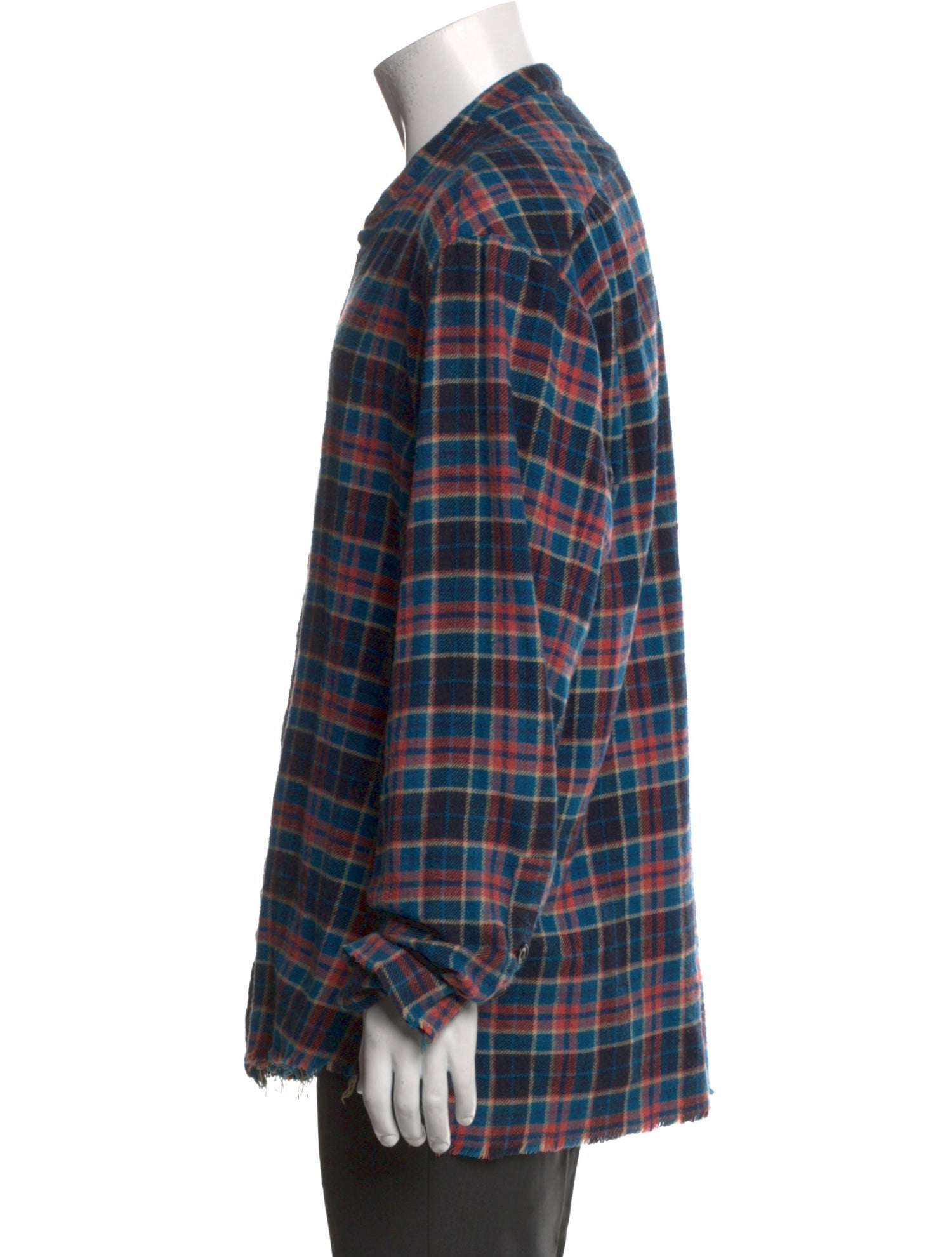 Greg Lauren Plaid Print Long Sleeve Shirt