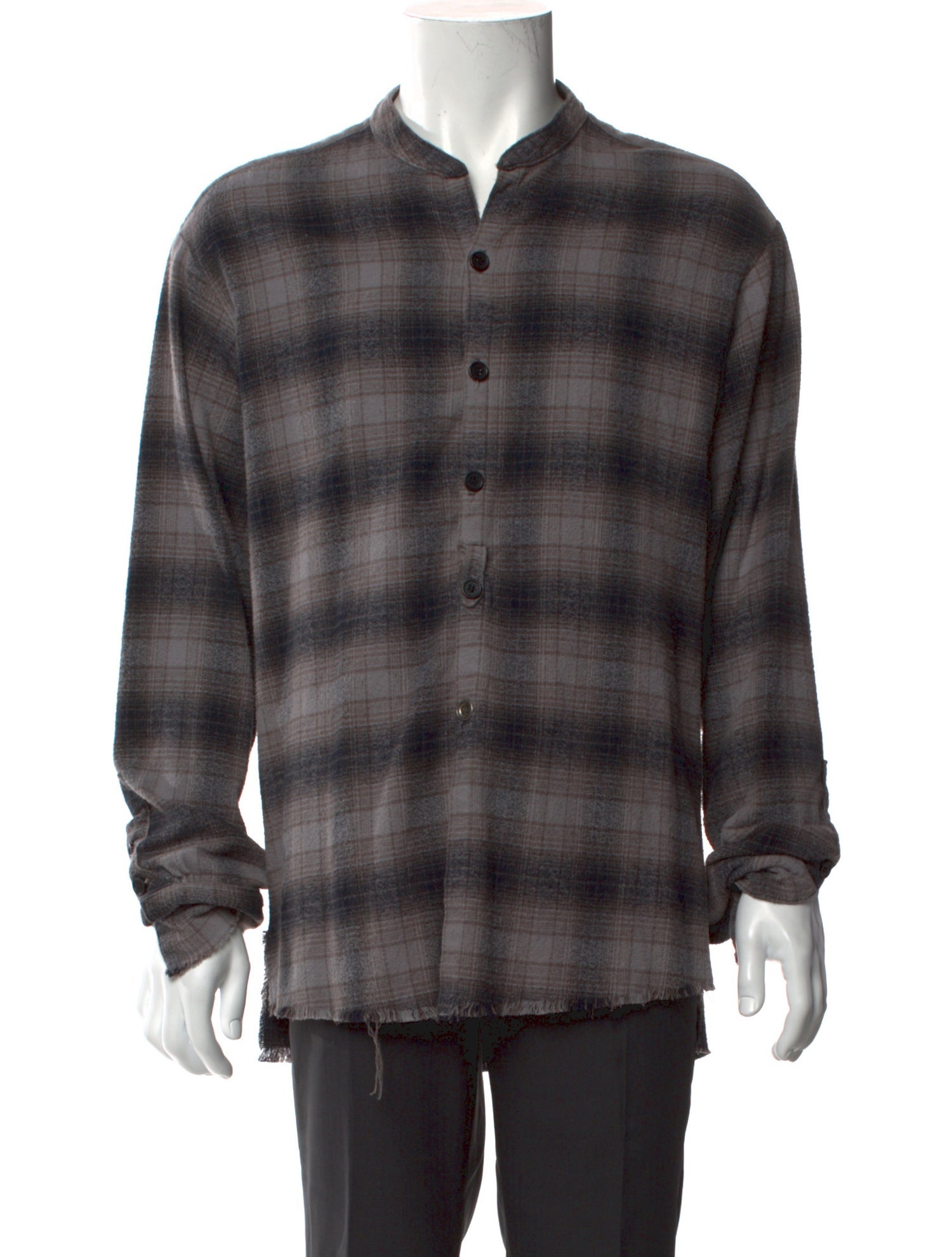 Greg Lauren Plaid Print Long Sleeve Shirt