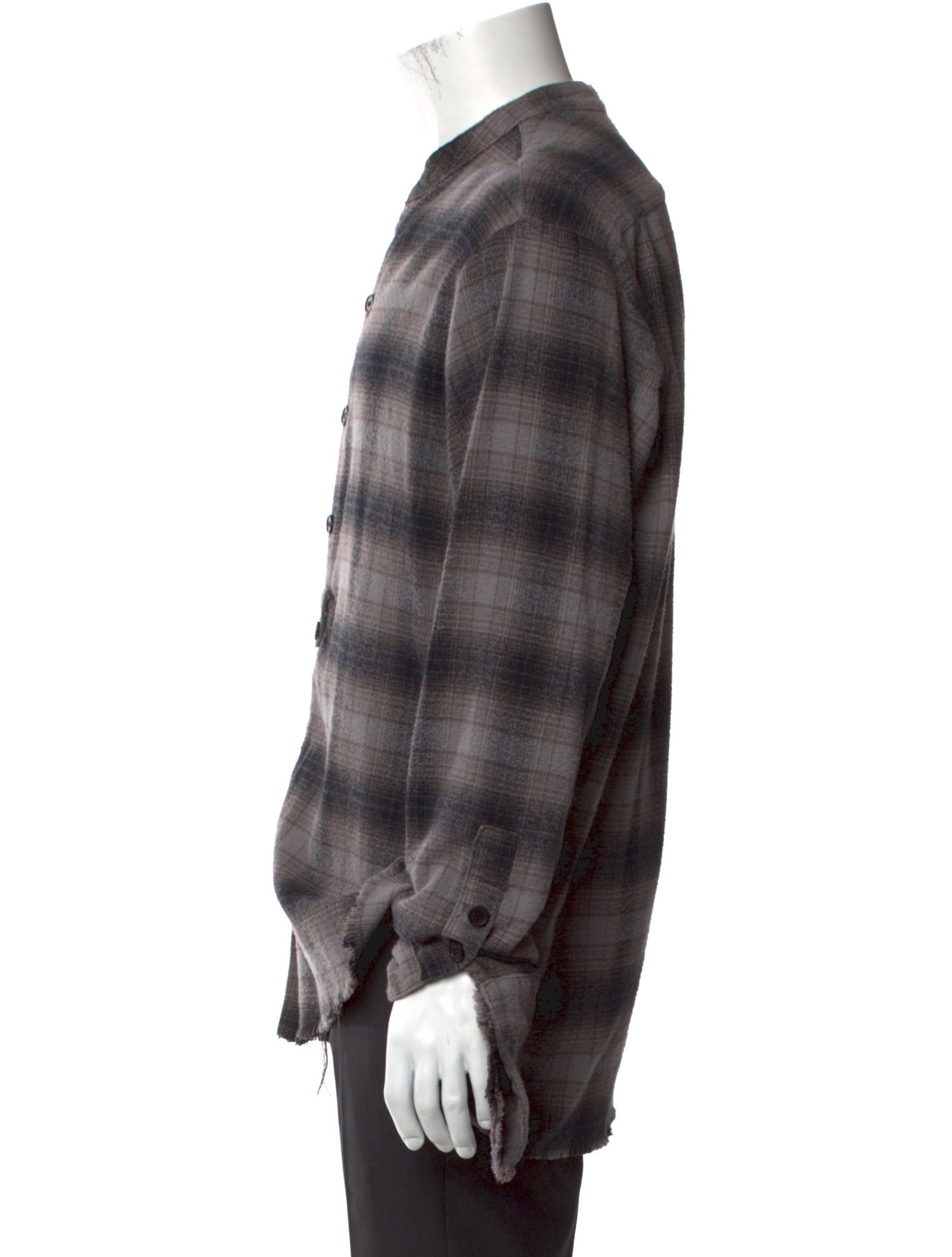 Greg Lauren Plaid Print Long Sleeve Shirt