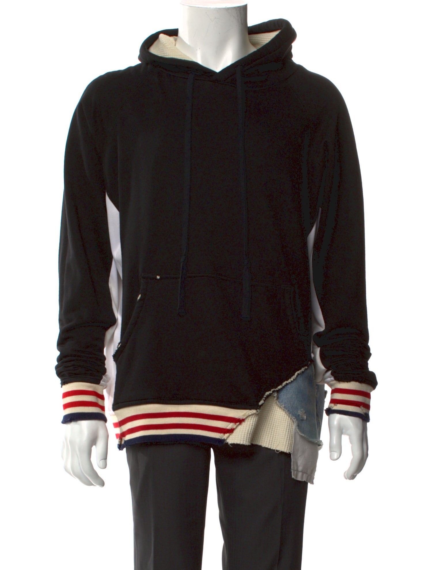 Greg Lauren Striped Crew Neck Hoodie