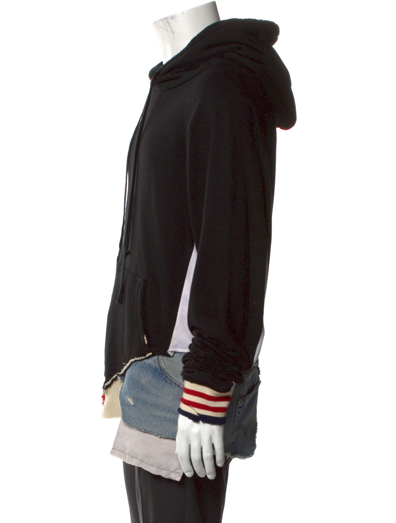 Greg Lauren Striped Crew Neck Hoodie