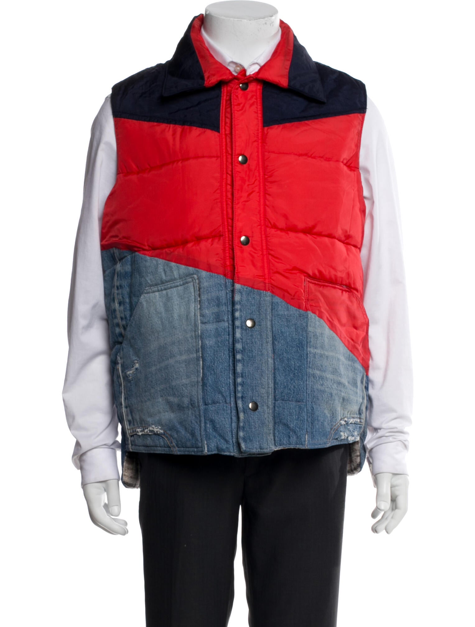 Greg Lauren Colorblock Pattern Vest