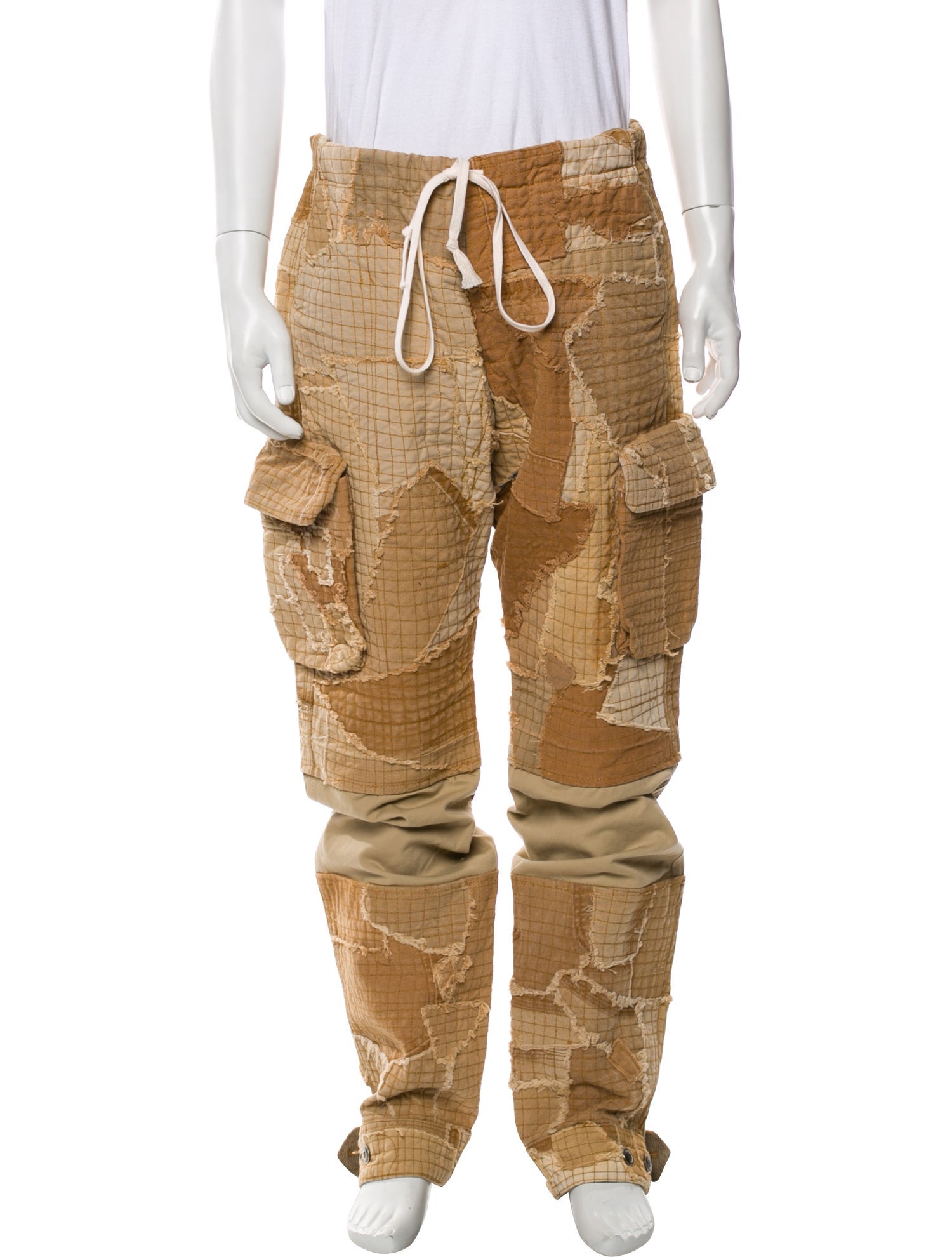 Greg Lauren Plaid Print Cargo Pants