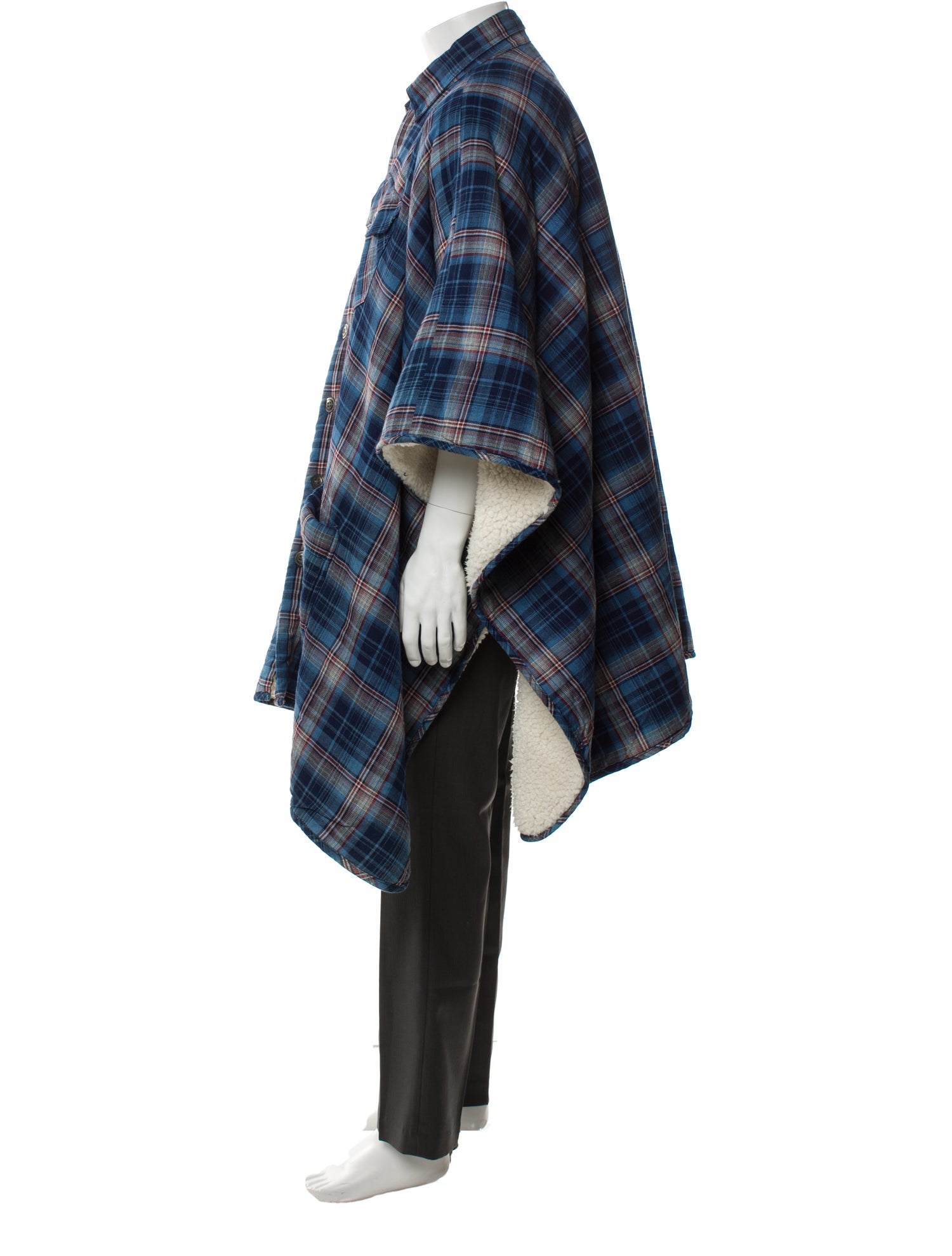 Greg Lauren Plaid Print Poncho