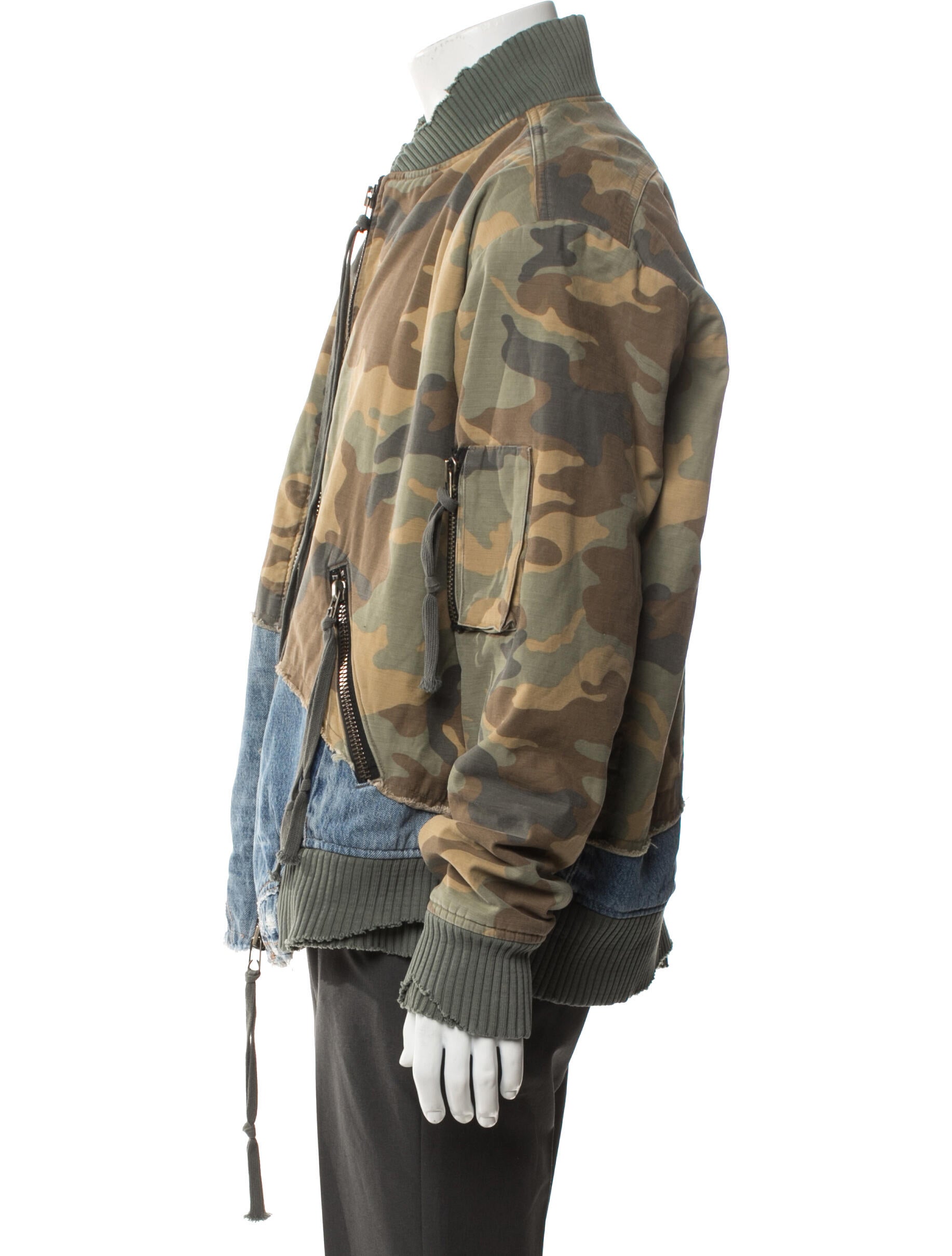 Greg Lauren Camouflage Print Bomber Jacket