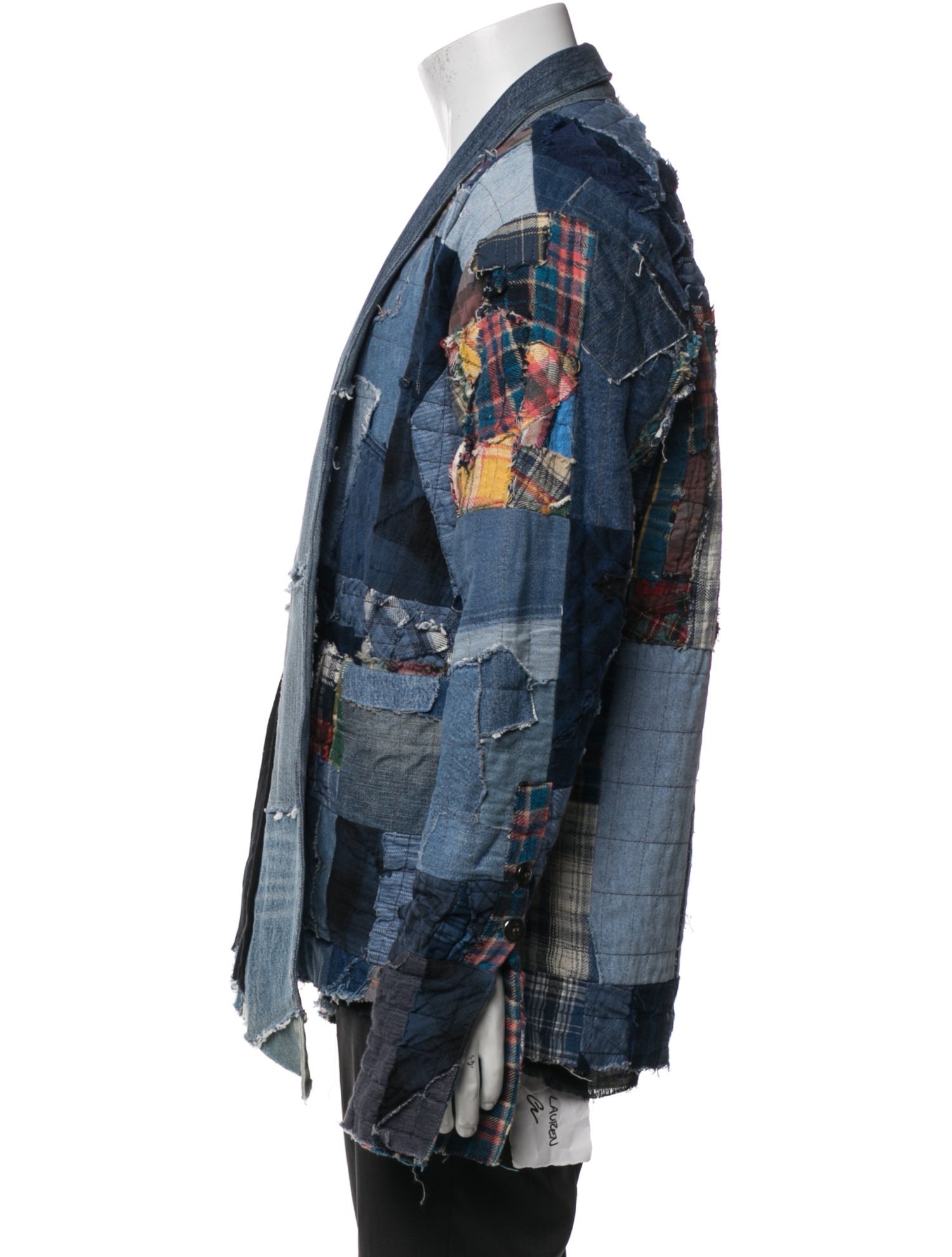 Greg Lauren Mixed Blanket Kimono Wool Cardigan w/ Tags - Blue