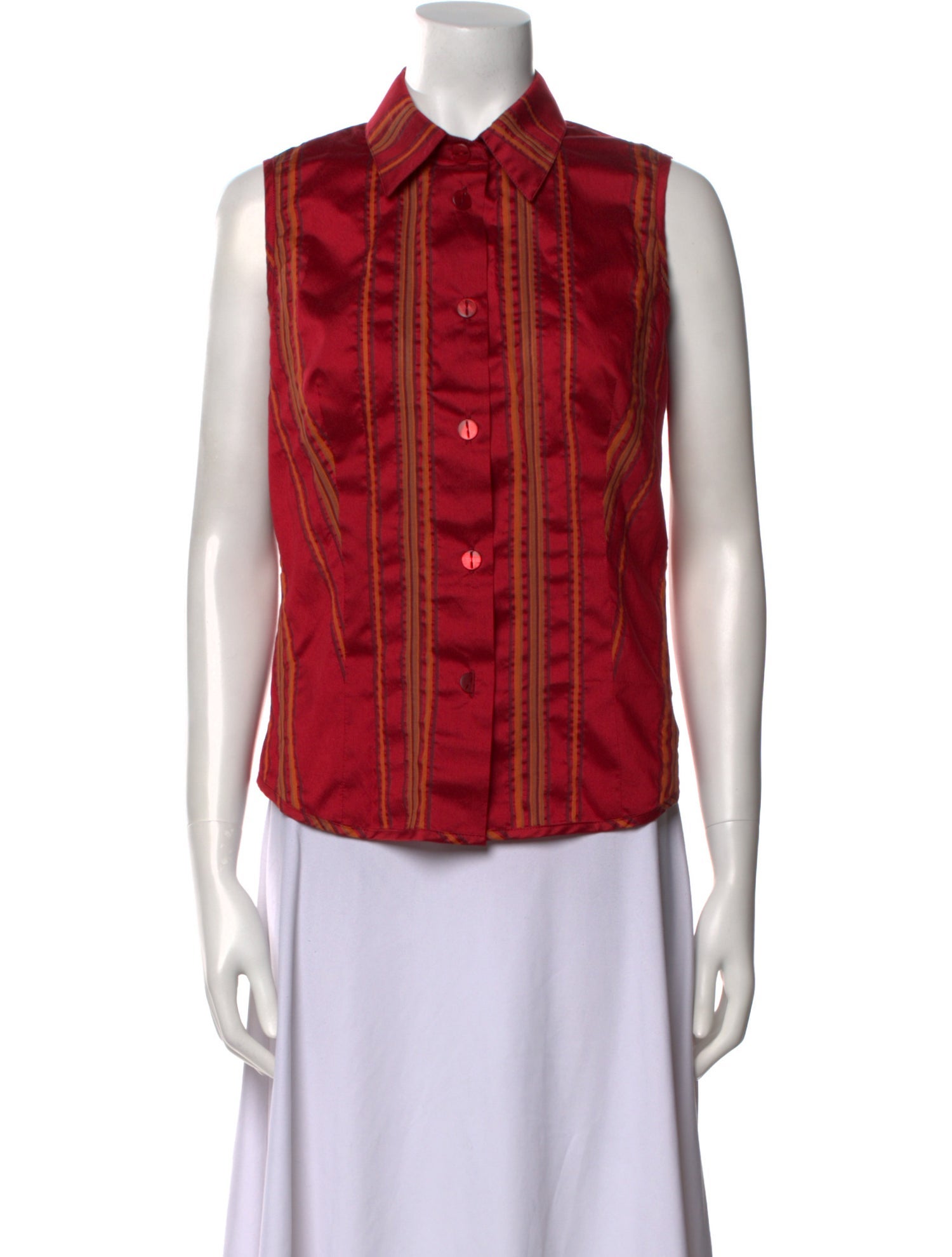 Giuliana Teso Printed Sleeveless Button-Up Top