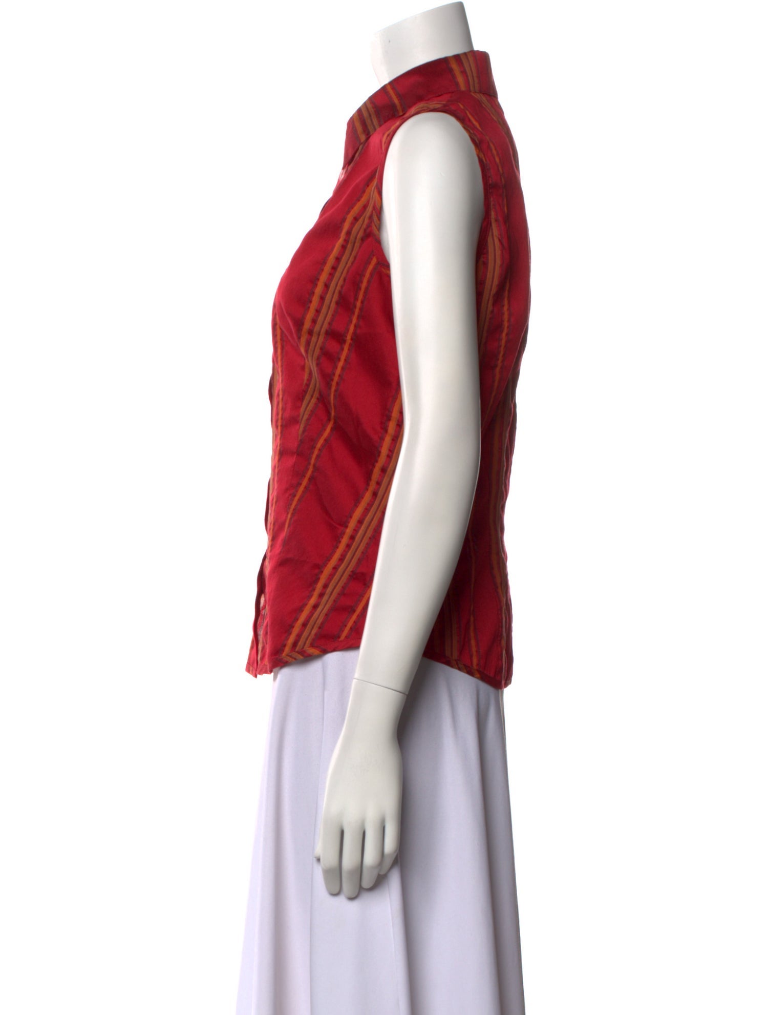 Giuliana Teso Printed Sleeveless Button-Up Top