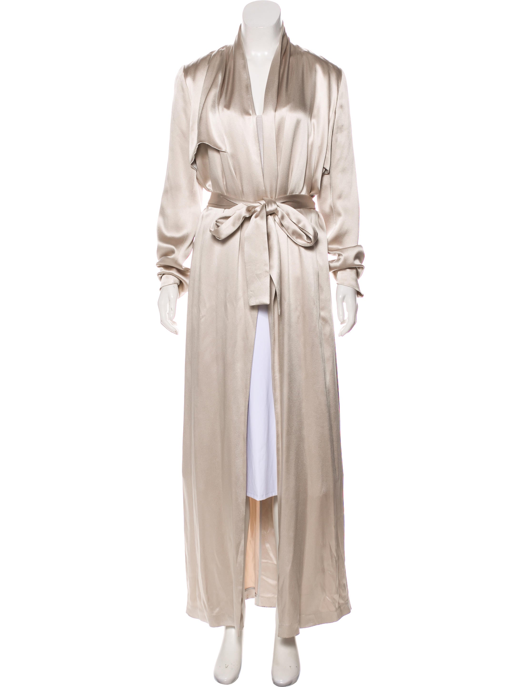 white silk duster coat