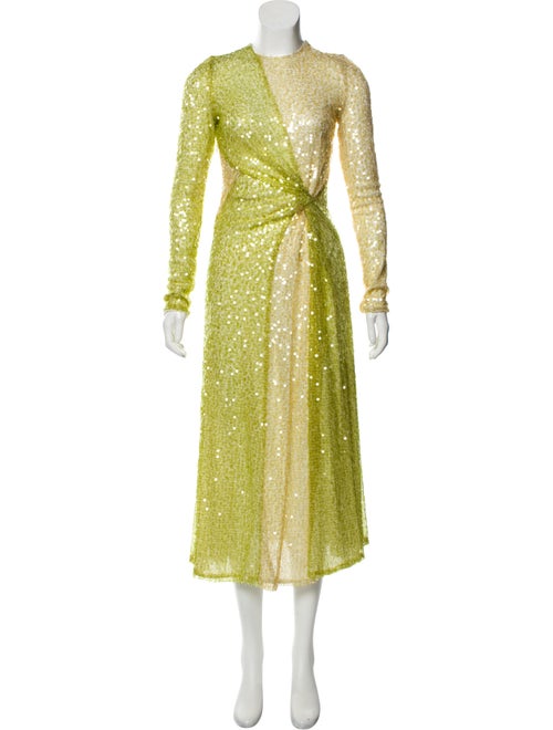 Galvan Sequined Evening Gown Green