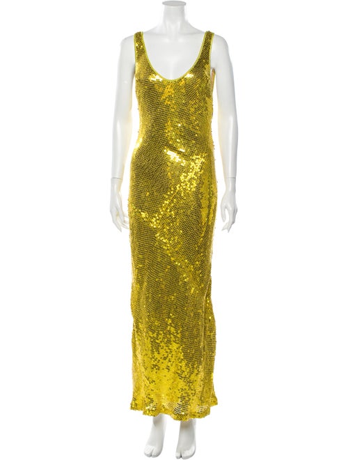 Galvan Silk Long Dress Gold