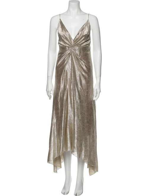 Galvan V-Neck Long Dress Gold
