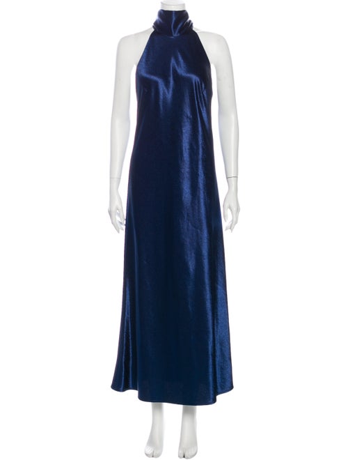 Galvan Turtleneck Long Dress Blue