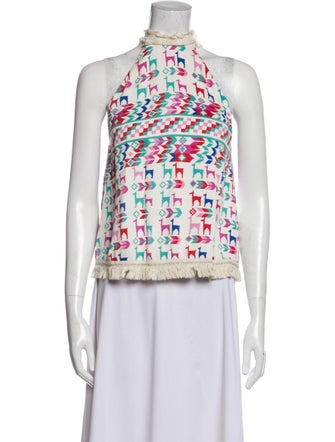 Galvan Printed Mock Neck Blouse