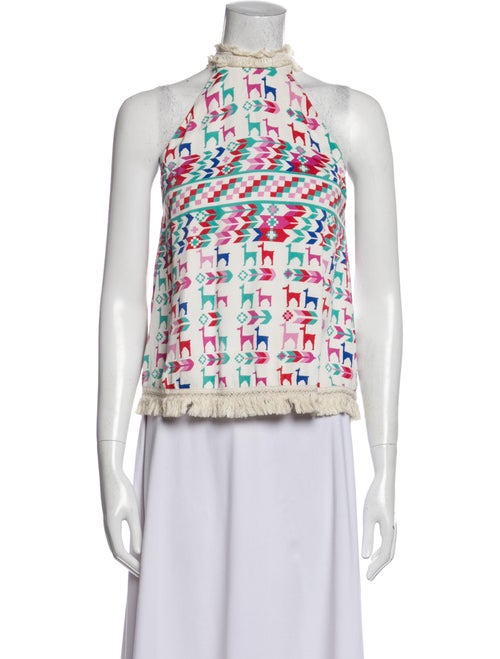 Galvan Printed Mock Neck Blouse