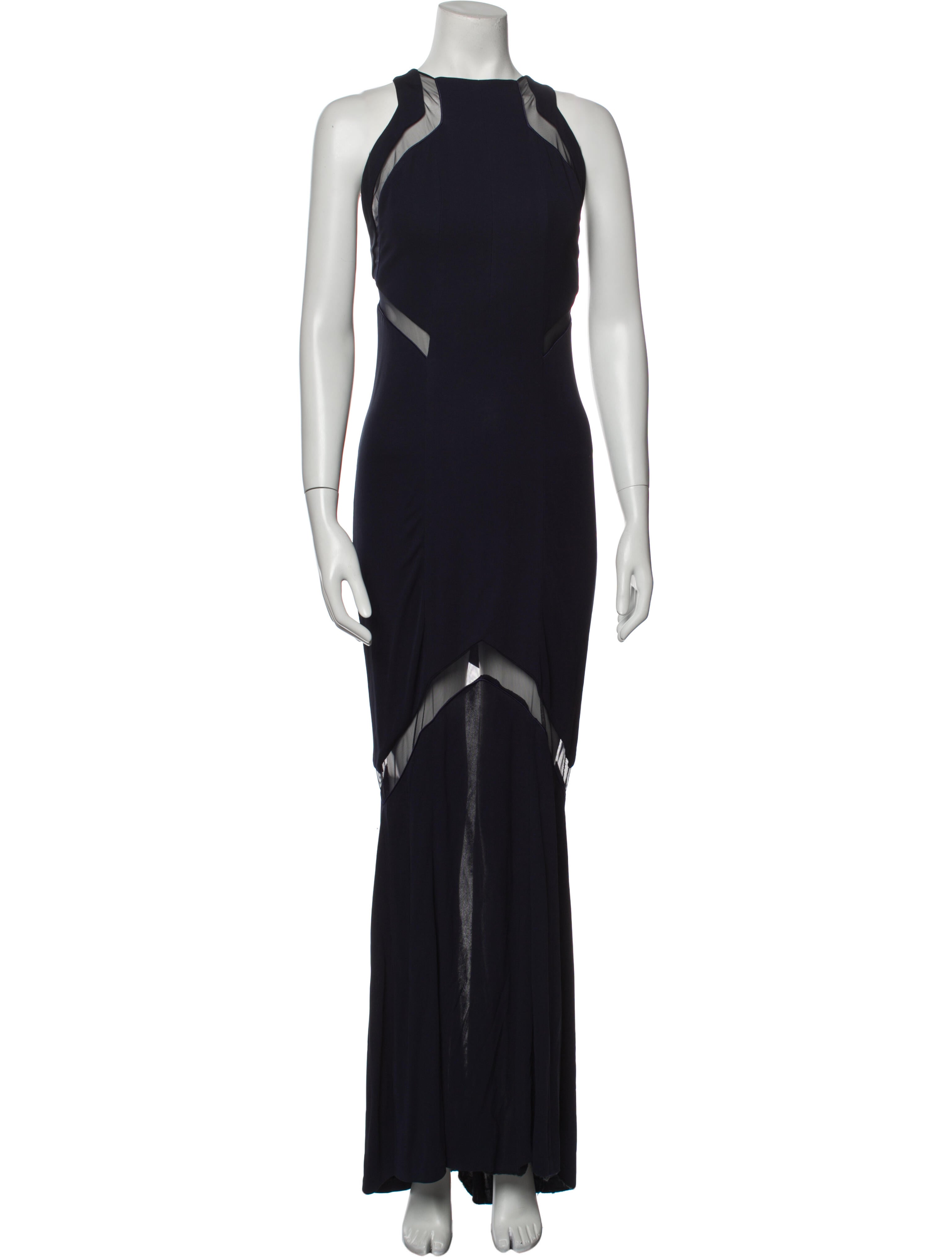 Galvan Crew Neck Long Dress Blue Dresses, Clothing GLV22673 The