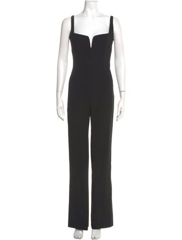 Pre-owned Galvan Square Neckline Jumpsuit In Black