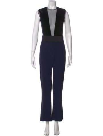 Pre-owned Galvan V-neck Jumpsuit In Blue