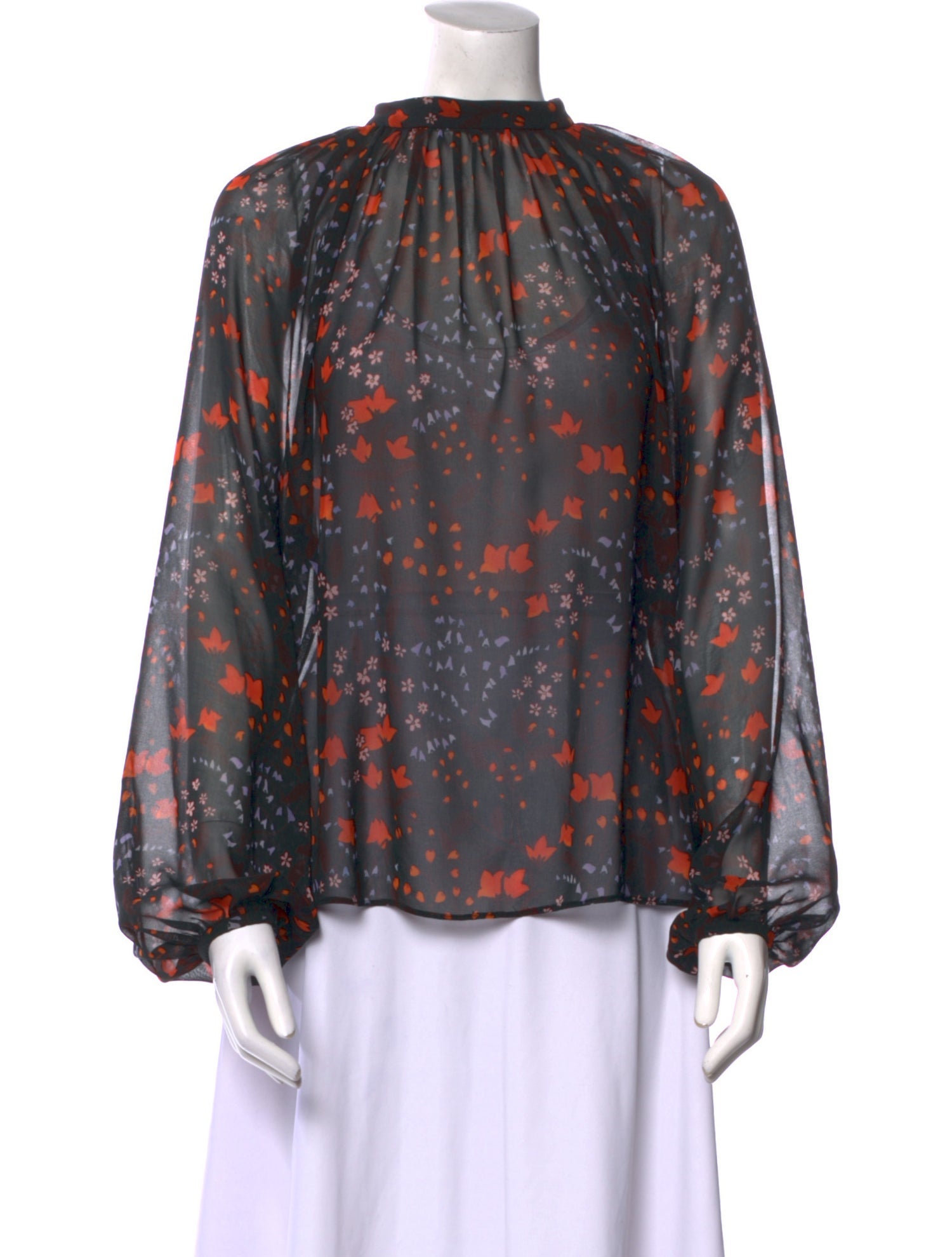 Giamba Floral Print Turtleneck Blouse